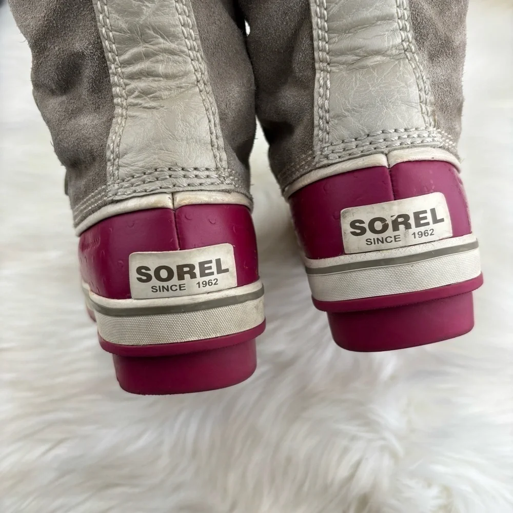 SOREL WINTER SNOW BOOTS GRAY AND PINK COLOR SIZE 5 WOMAN